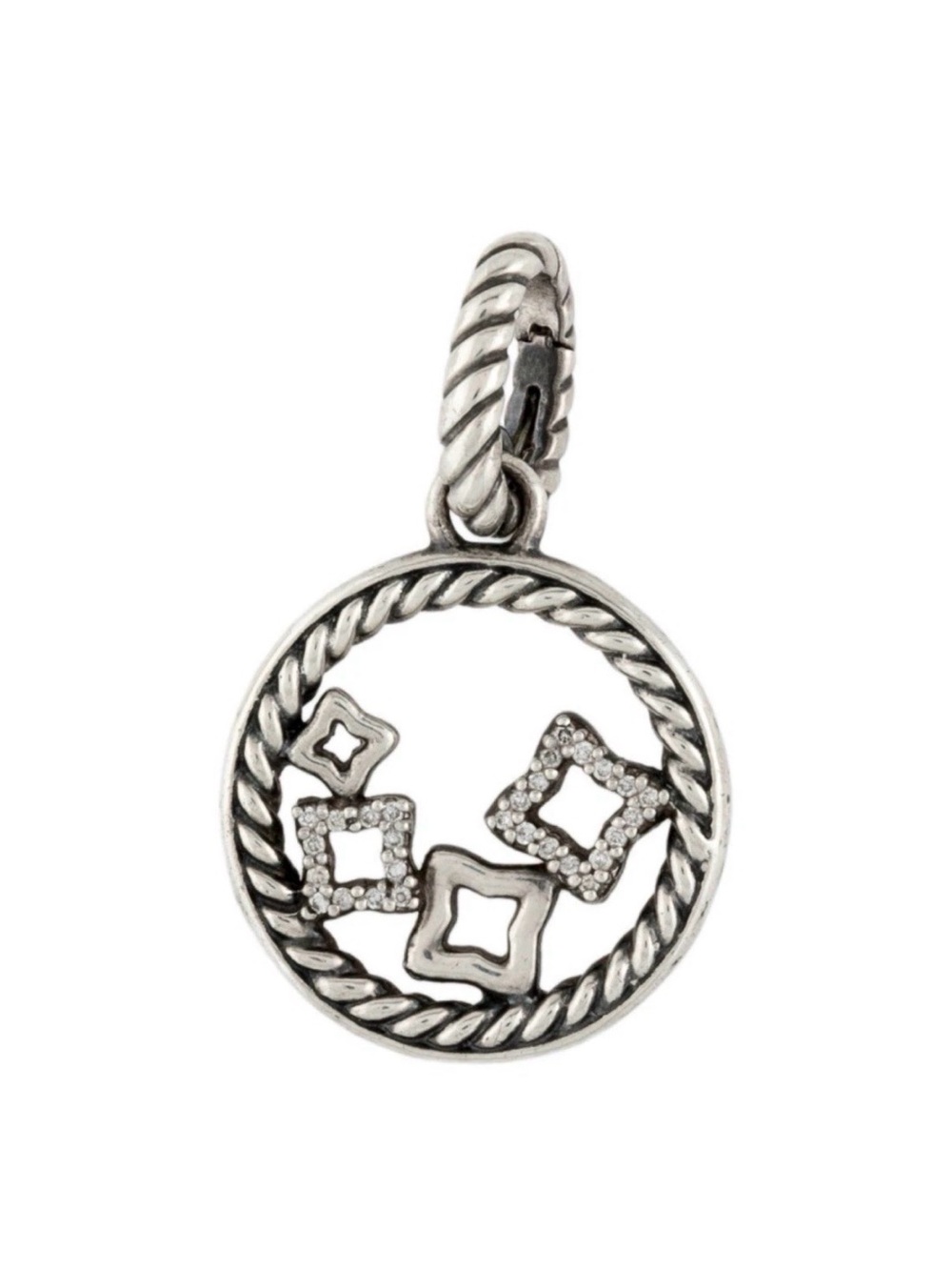 David Yurman Sterling Silver Diamond Quatrefoil Enhancer Charm